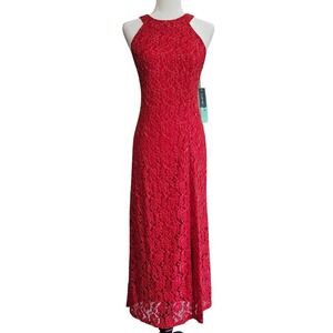 Candalite Fitted Lace Maxi Dress Romantic Formal Prom Coquette‎ Womens M Petite